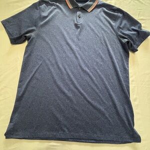 Nike Navy Striped Polo with Contrast Collar